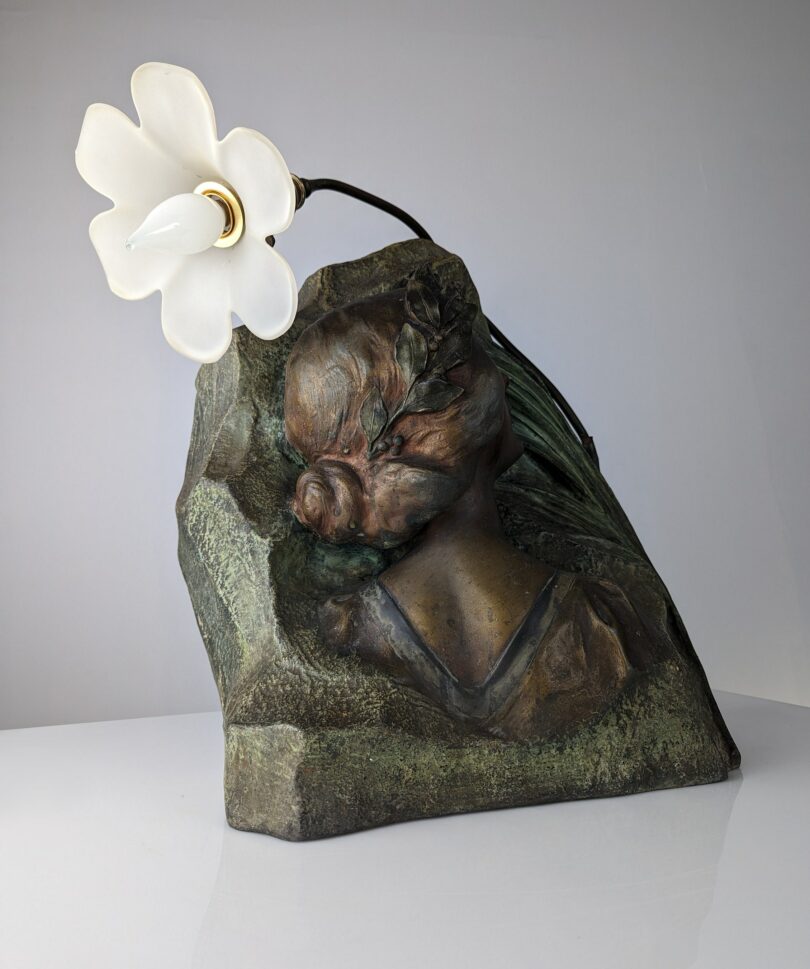 Lámpara escultura Art Nouveau por Julien Causse 1900s