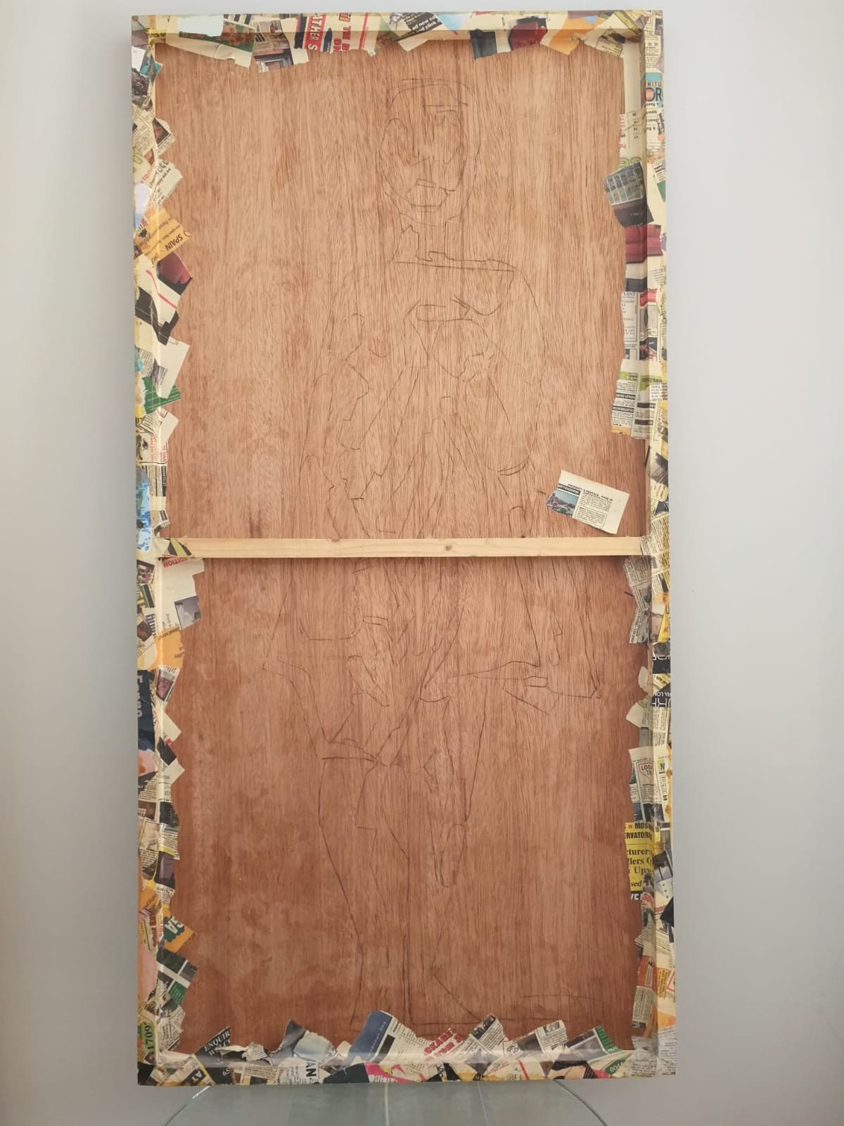 Díptico de arte collage figurativo sobre madera, firmado - Imagen 10