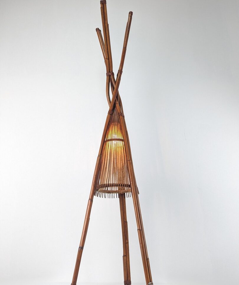 Lámpara de pie en Bambú por Ramón Castellano para Kalma , 1970