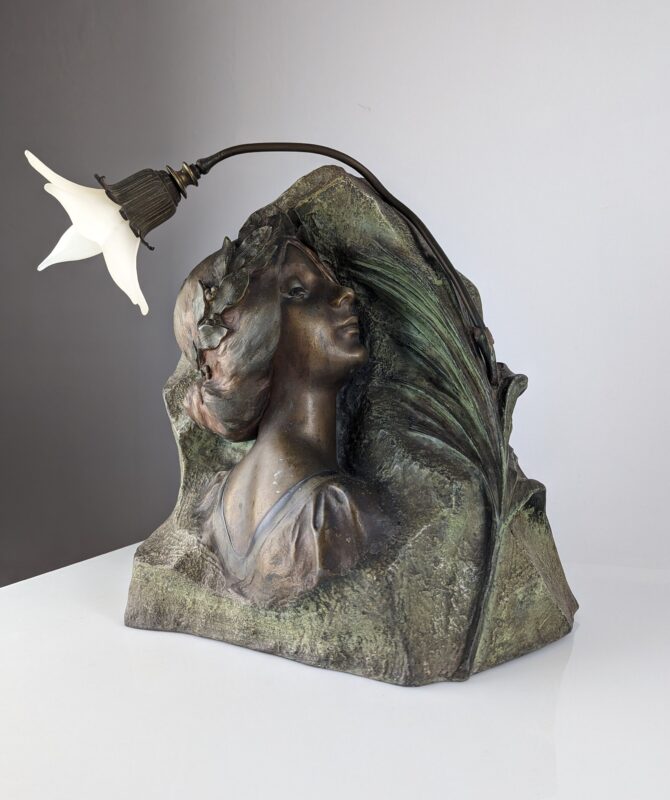 Lámpara escultura Art Nouveau por Julien Causse 1900s - Imagen 3