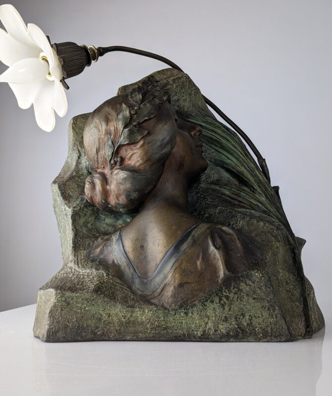Lámpara escultura Art Nouveau por Julien Causse 1900s