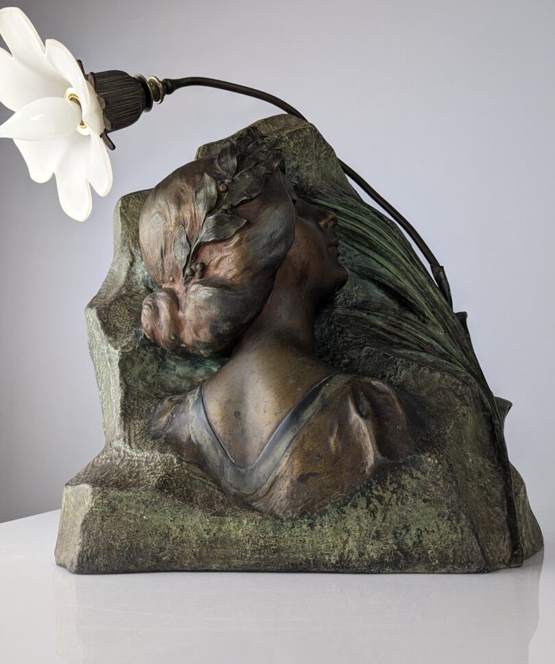 Lámpara escultura Art Nouveau por Julien Causse 1900s