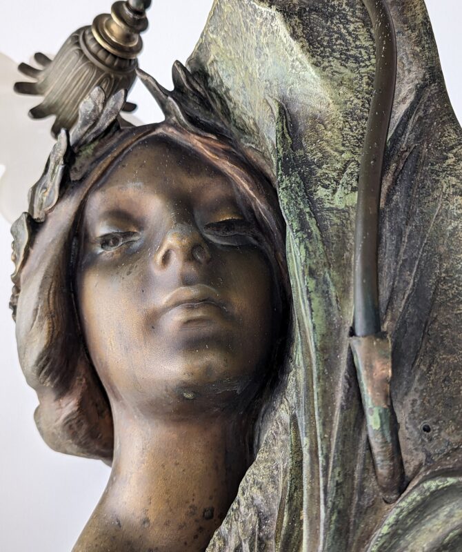 Lámpara escultura Art Nouveau por Julien Causse 1900s - Imagen 7