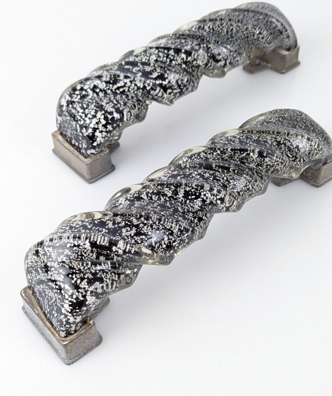 Pareja de tiradores en espiral de cristal de murano y plata 1960s - Imagen 2