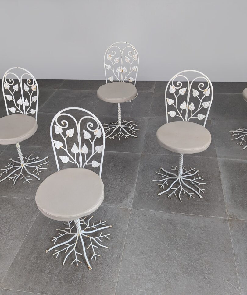 Silla de Jardín Escultóricas de Hierro Forjado con Diseño de Árbol 1950s
