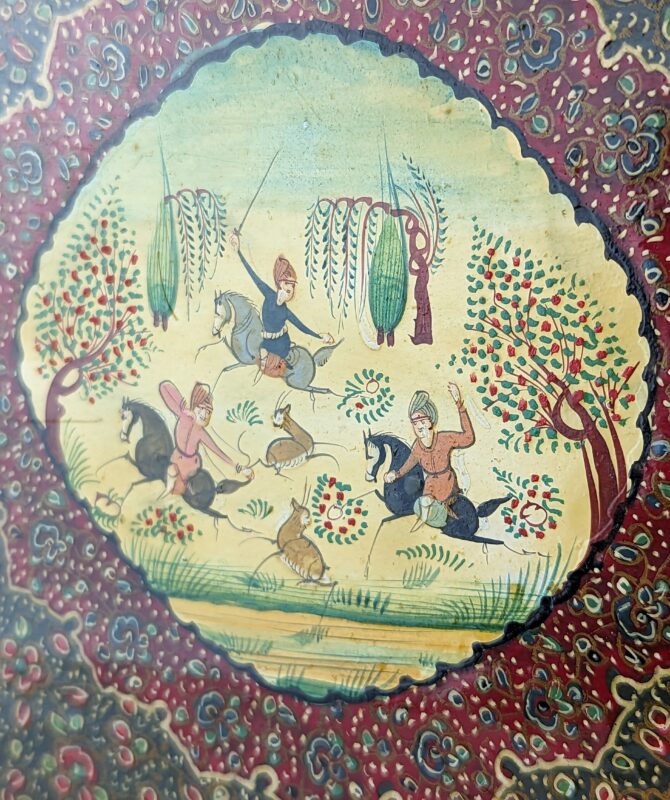 Antiguo álbum Qajar de plata pintado a mano - Imagen 6
