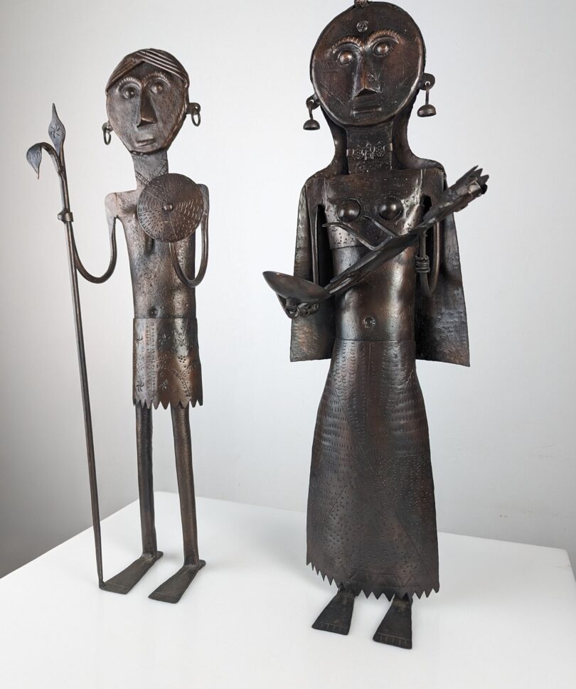 Escultura candelabro San Jose y Virgen con el Niño