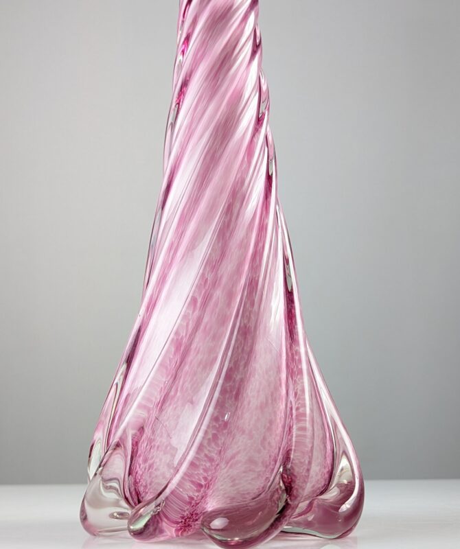 Lámpara de mesa de cristal de murano espiral Rosa Vetri Seguso 1960s - Imagen 2