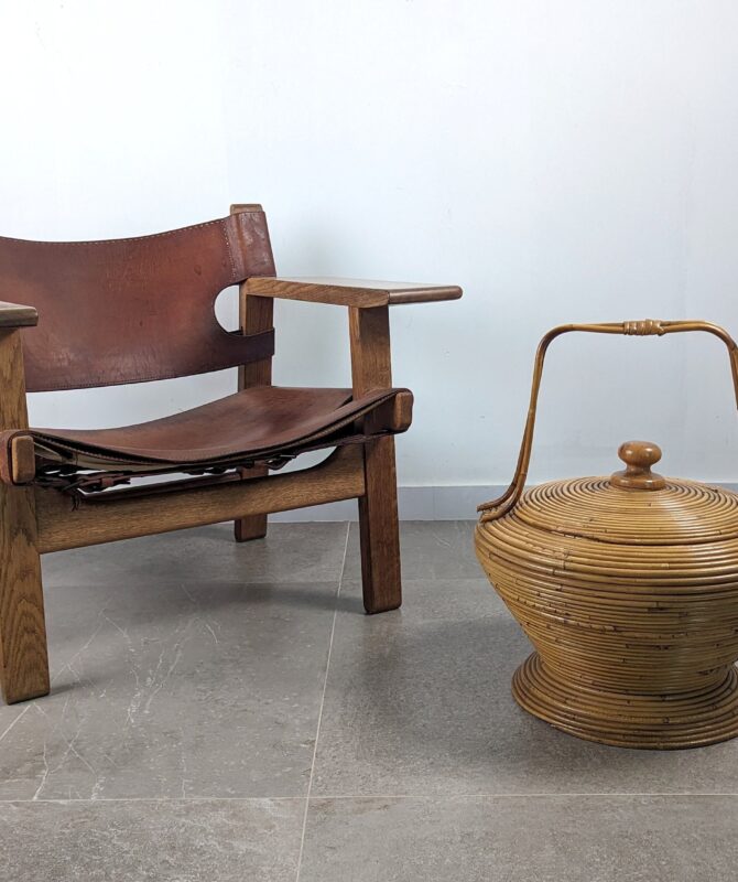 Gran cesta de Ratán por Vivai del Sud, Italia 1960s