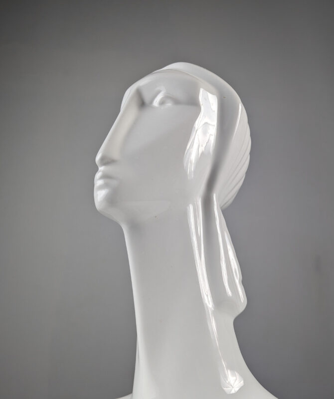Escultura busto de mujer en cerámica estilo Art Deco - Imagen 3