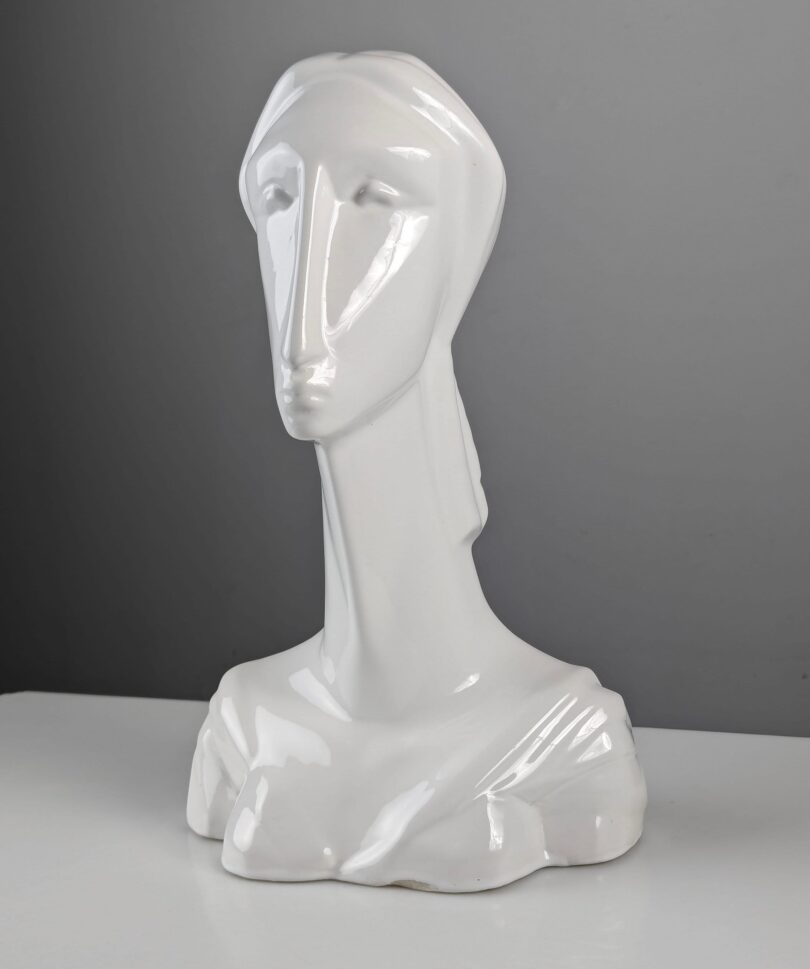 Escultura busto de mujer en cerámica estilo Art Deco