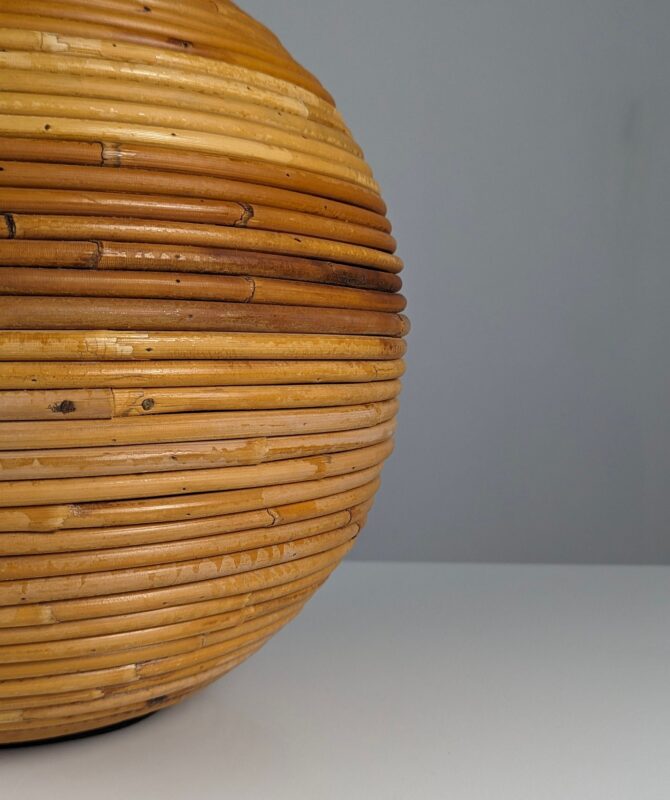 Lámpara de mesa de ratán en esfera estilo Gabriella Crespi, 1970s - Imagen 5