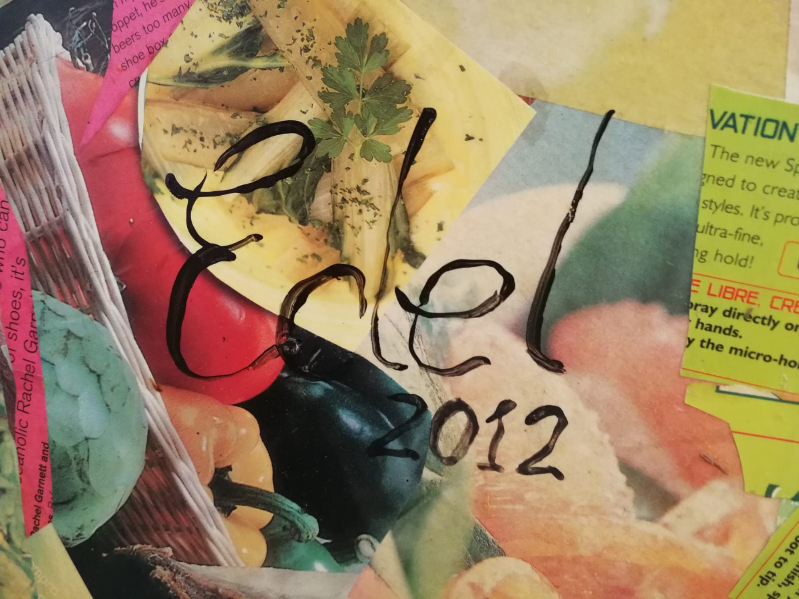 Díptico de arte collage figurativo sobre madera, firmado - Imagen 4