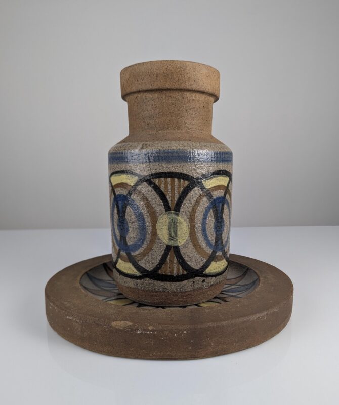 Jarrón y plato de cerámica Gres de Antonio Salvador Orodea ASO Valdemorillo 1960s - Imagen 5