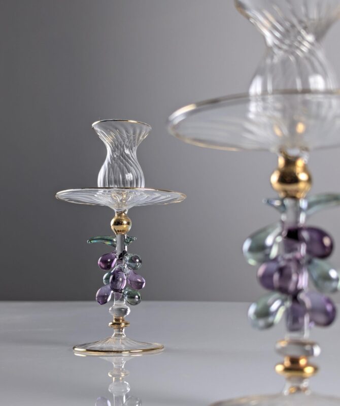 Par de candelabros en cristal veneciano y oro 1950s - Imagen 4