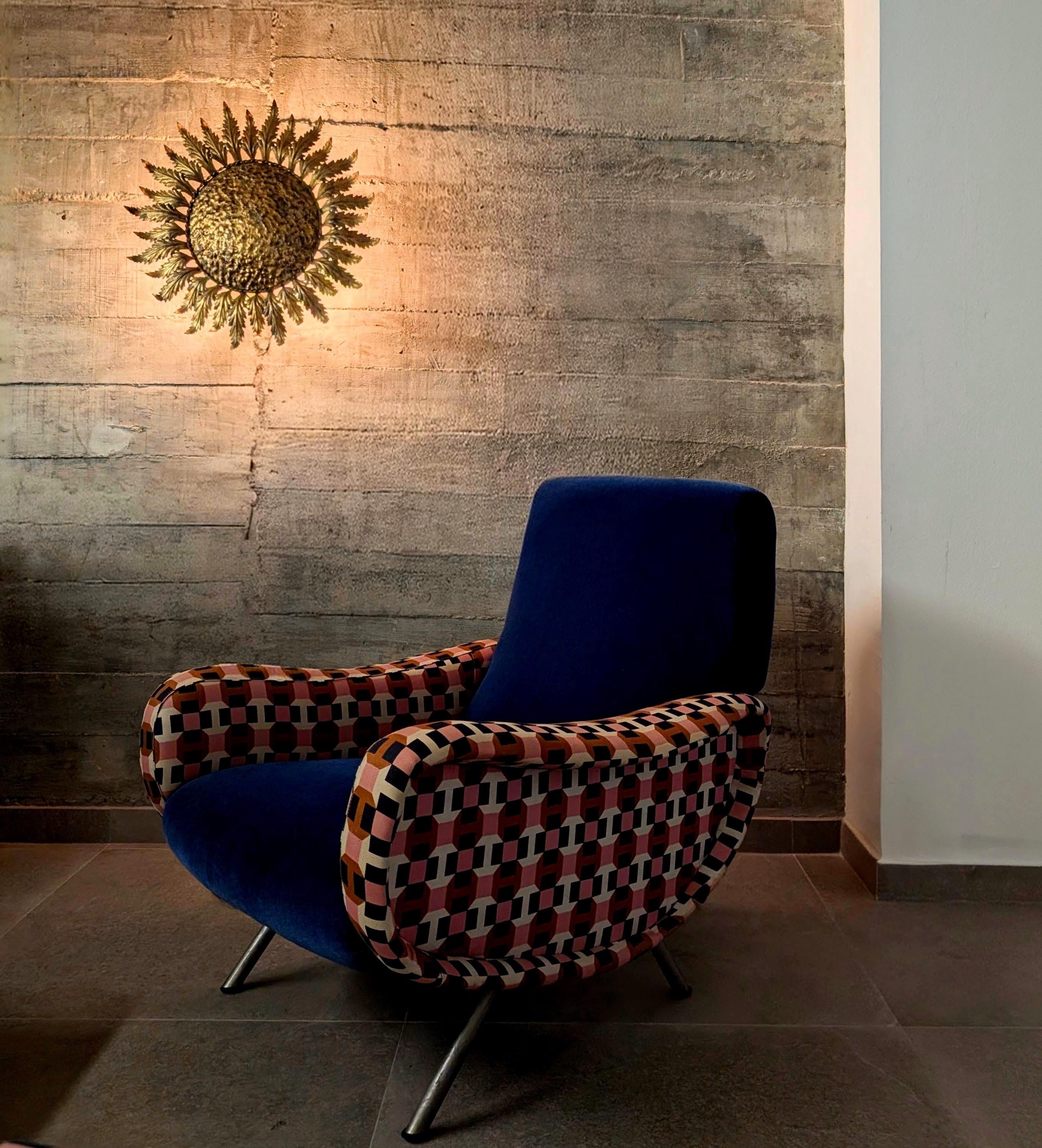 Lámpara de techo o pared de sol dorado con rayos de hojas 1950s - Imagen 2