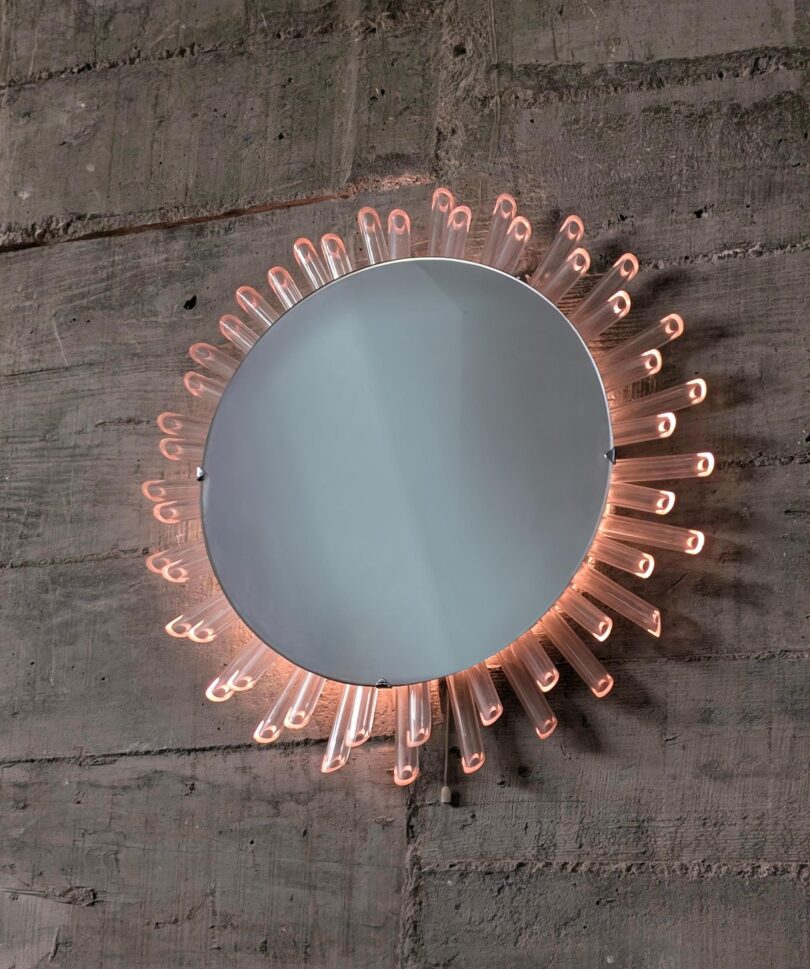 Lámpara Espejo de Sol Rosa 1970s
