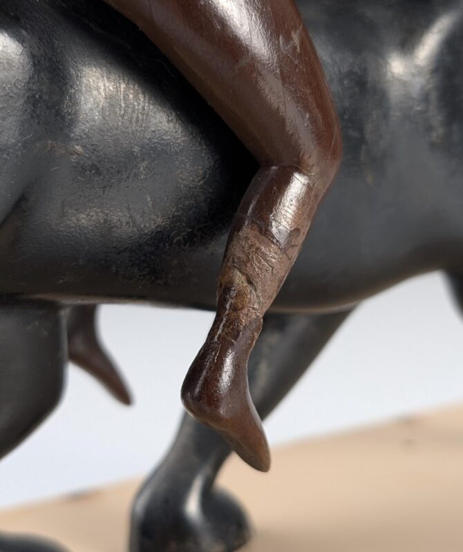 Ariadna y la Pantera, Escultura Art Déco en Madera y Latón 1920s - Imagen 9