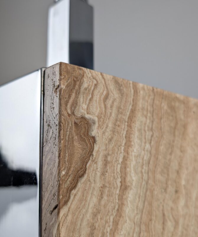 Lámpara de Mesa de Mármol Travertino y Metal Cromado 1960s - Imagen 3