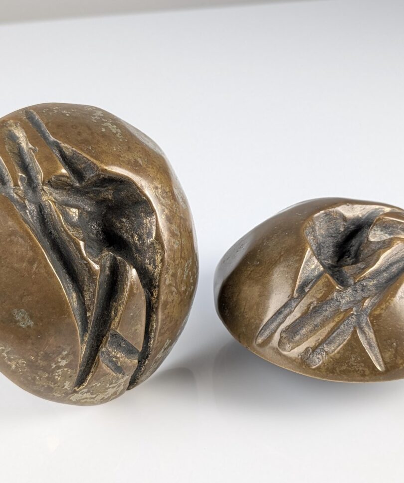 Tirador de Puerta Doble Brutalista de Bronce 1970s