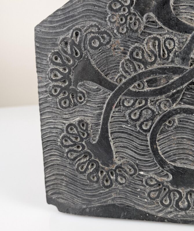 Bajorrelieve en Pizarra con Motivos Florales, Firmado 1970s - Imagen 2
