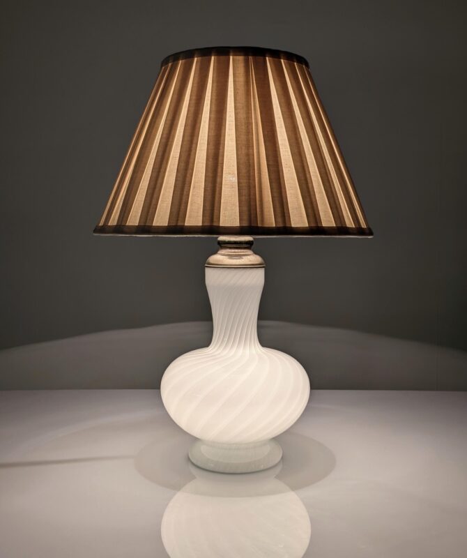 Lámpara de Mesa Italiana en Cristal de Murano con Doble Iluminación y Latón, 1960s