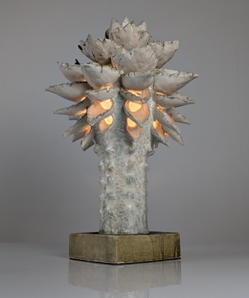 Lámpara Escultura de Cerámica Vidriada por Birthe Aksby, Dinamarca, 1970s