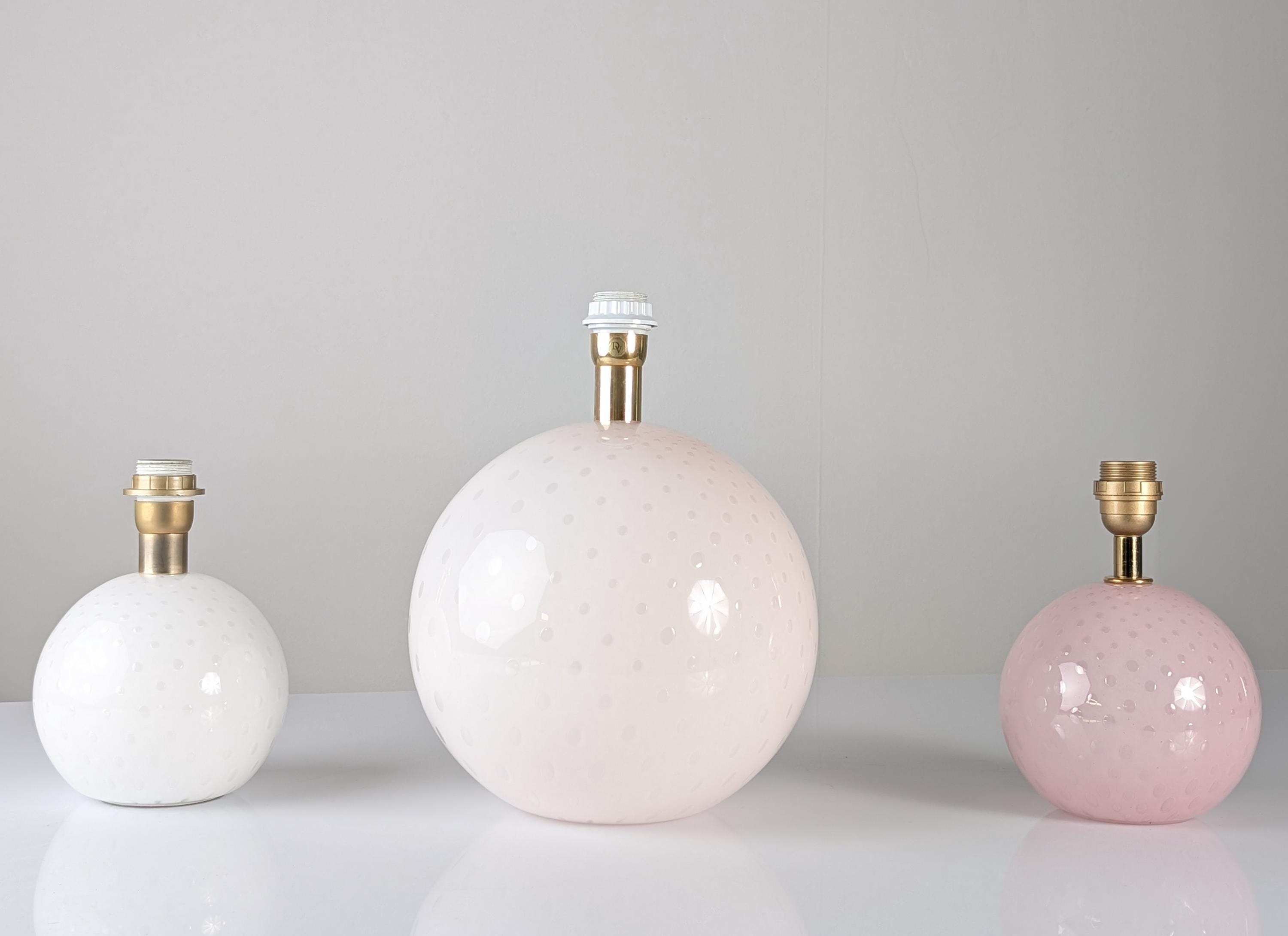 Set de 3 Lámparas Globo en Cristal de Murano Rosa y Blanco, Italia, 1970s - Imagen 2