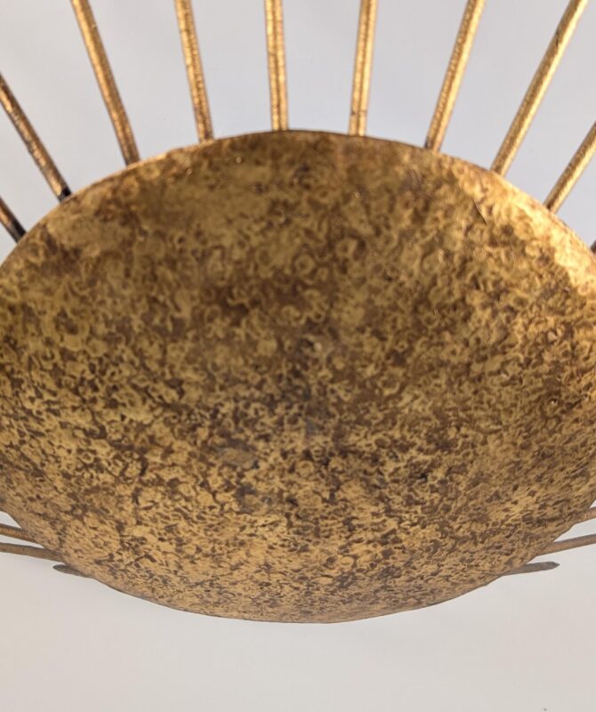 Lámpara Colgante Sol Dorado Martillado, Estilo Neoclásico 1970s - Imagen 3