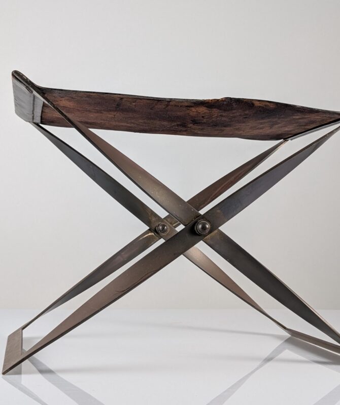 Taburete Plegable de Acero y Cuero, Dinamarca, 1960s - Imagen 10