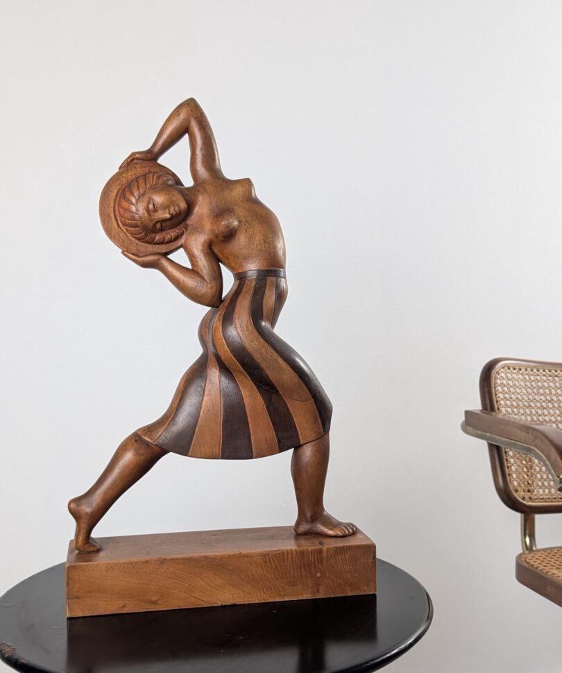 Escultura Única en Madera Jens Jacob Nielsen Bregnoe Firmada, Años 20
