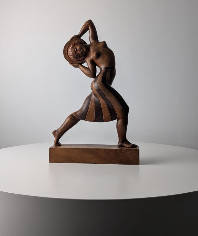 Escultura Única en Madera Jens Jacob Nielsen Bregnoe Firmada, Años 20 - Imagen 2