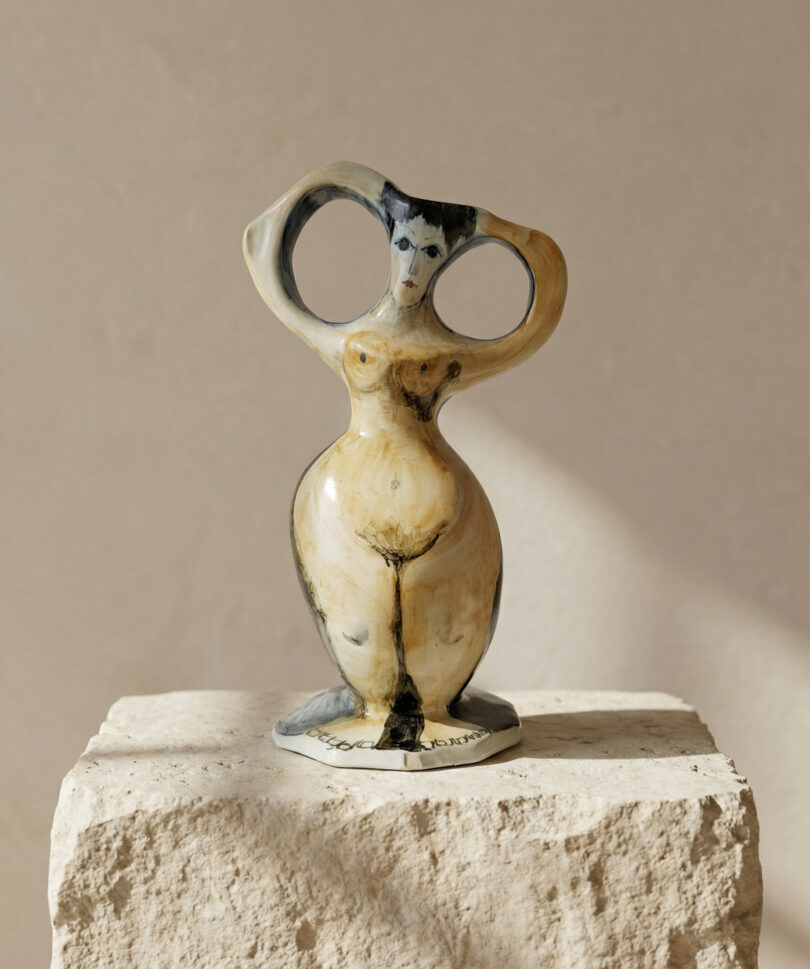 Jarrón Escultura Biomórfico Cerámica Mujer Estilo Moderno Europa Siglo XX