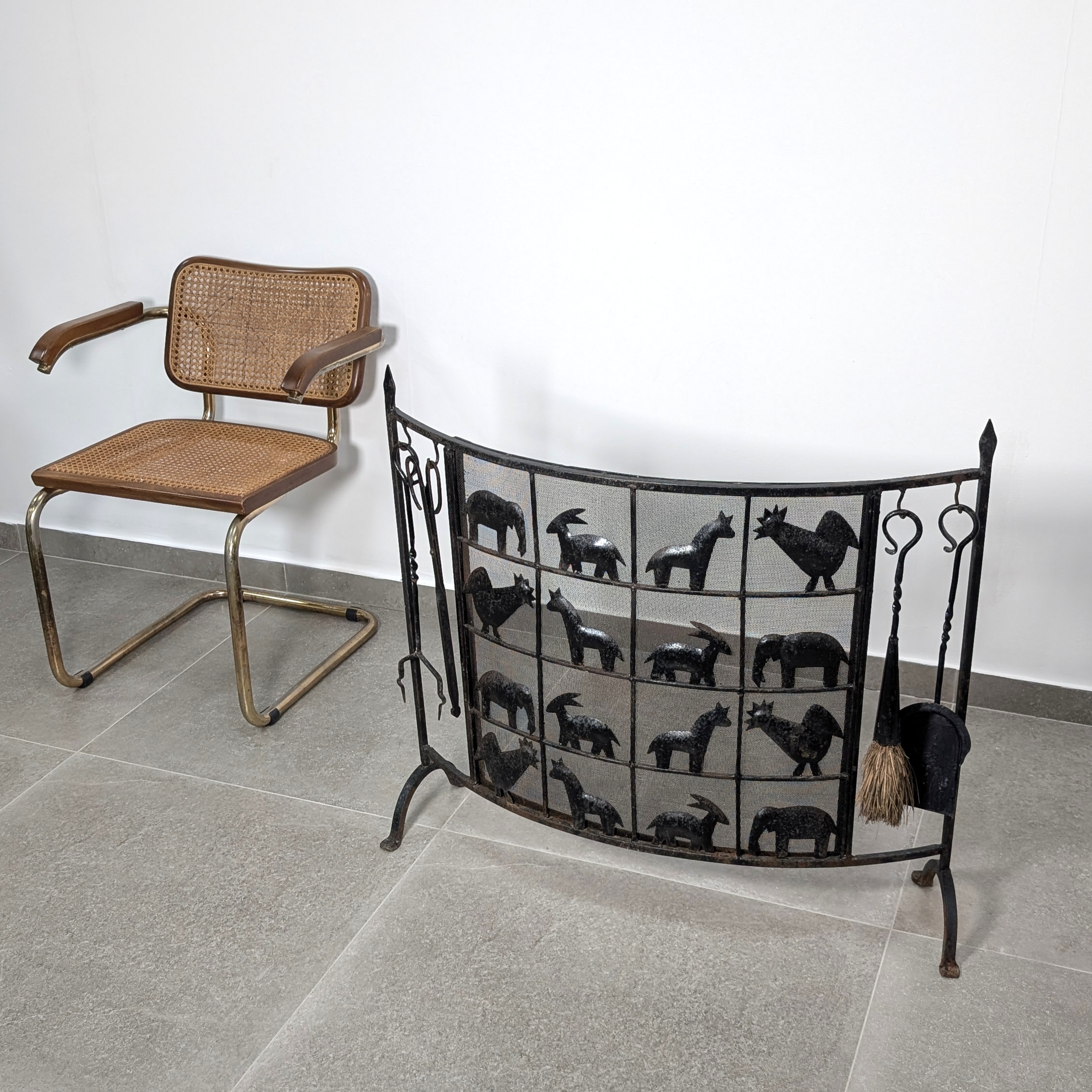 Protector de Chimenea Salvachispas de Hierro Forjado Atelier Marolles 1950s - Imagen 3