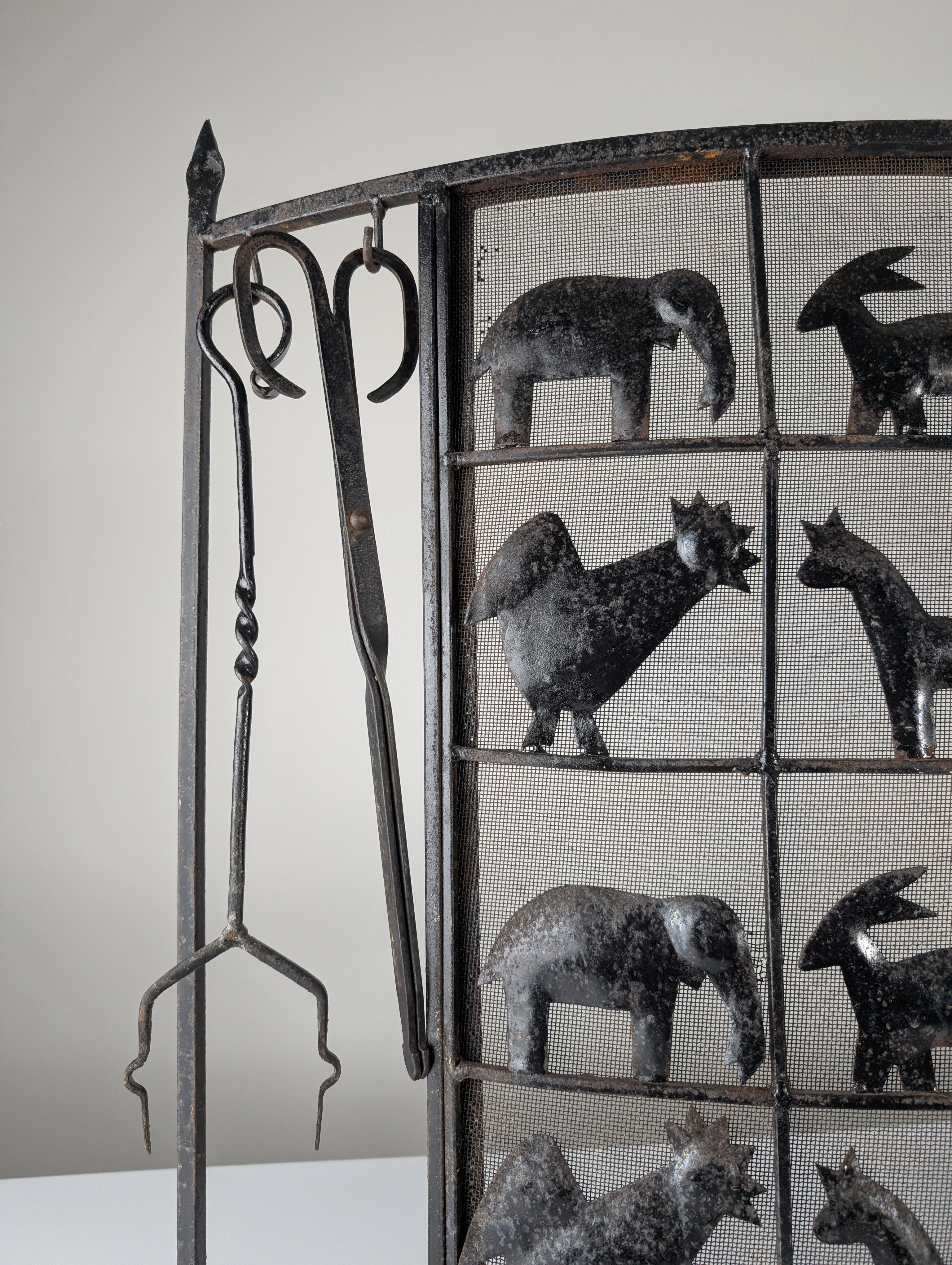 Protector de Chimenea Salvachispas de Hierro Forjado Atelier Marolles 1950s - Imagen 12