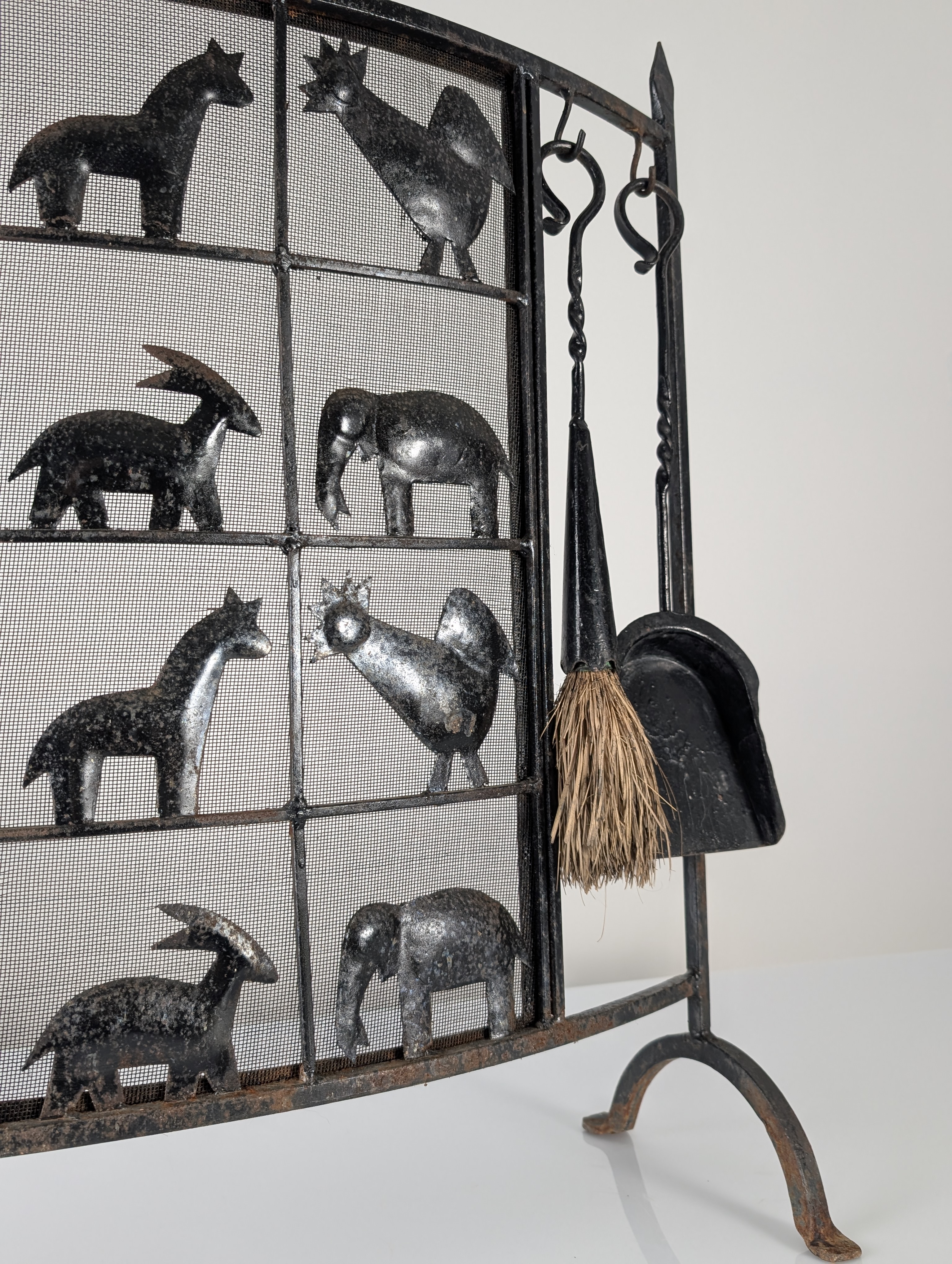 Protector de Chimenea Salvachispas de Hierro Forjado Atelier Marolles 1950s - Imagen 10