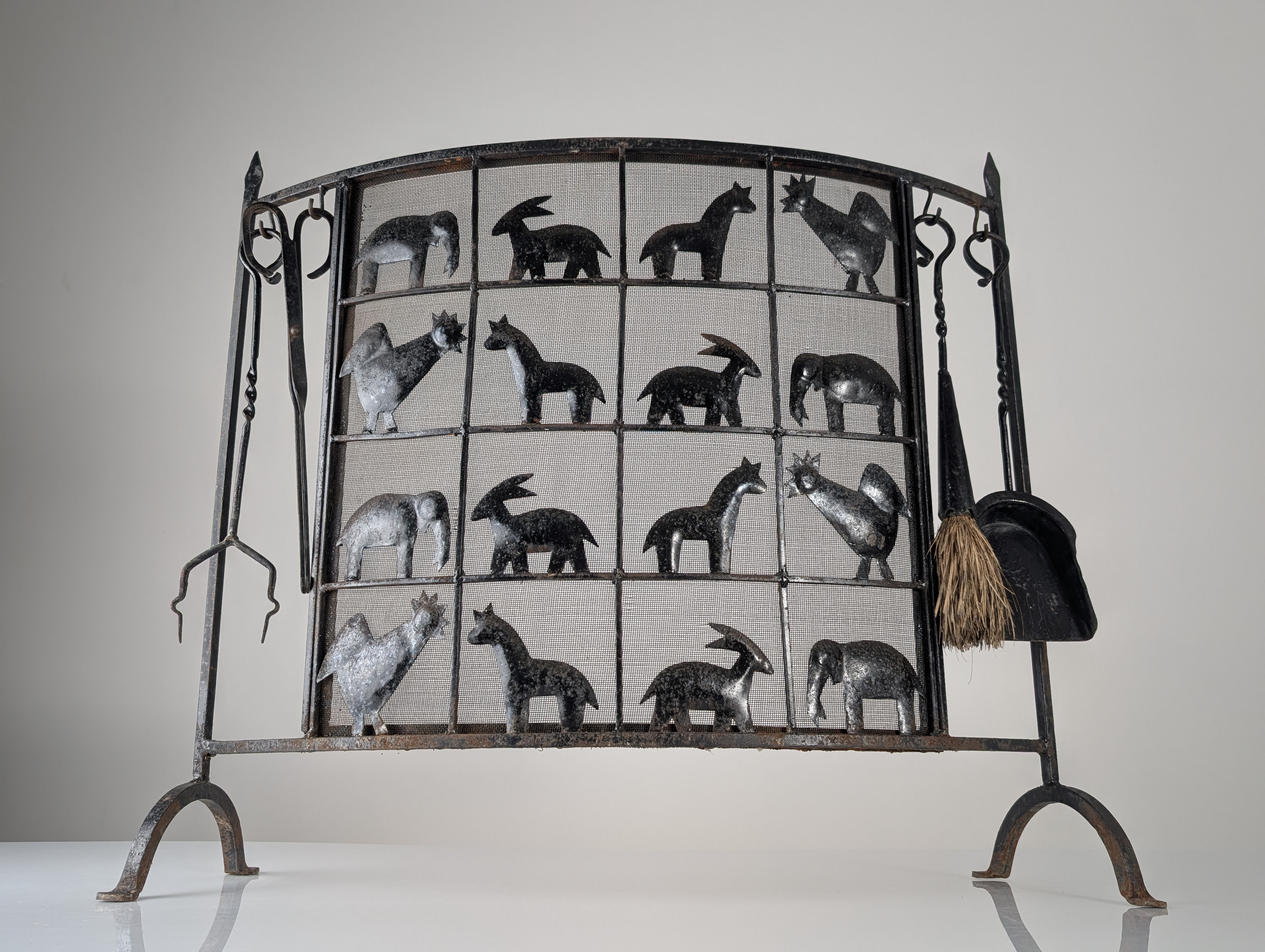 Protector de Chimenea Salvachispas de Hierro Forjado Atelier Marolles 1950s - Imagen 9