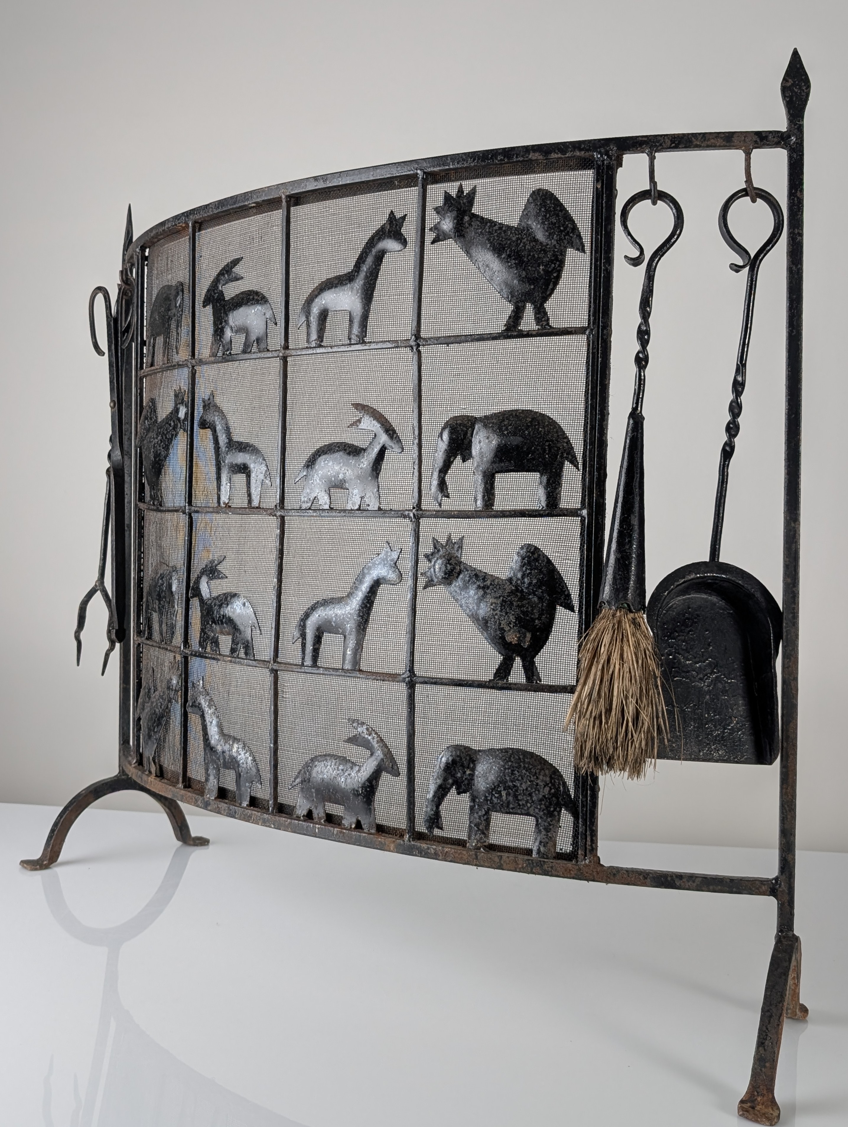 Protector de Chimenea Salvachispas de Hierro Forjado Atelier Marolles 1950s - Imagen 2