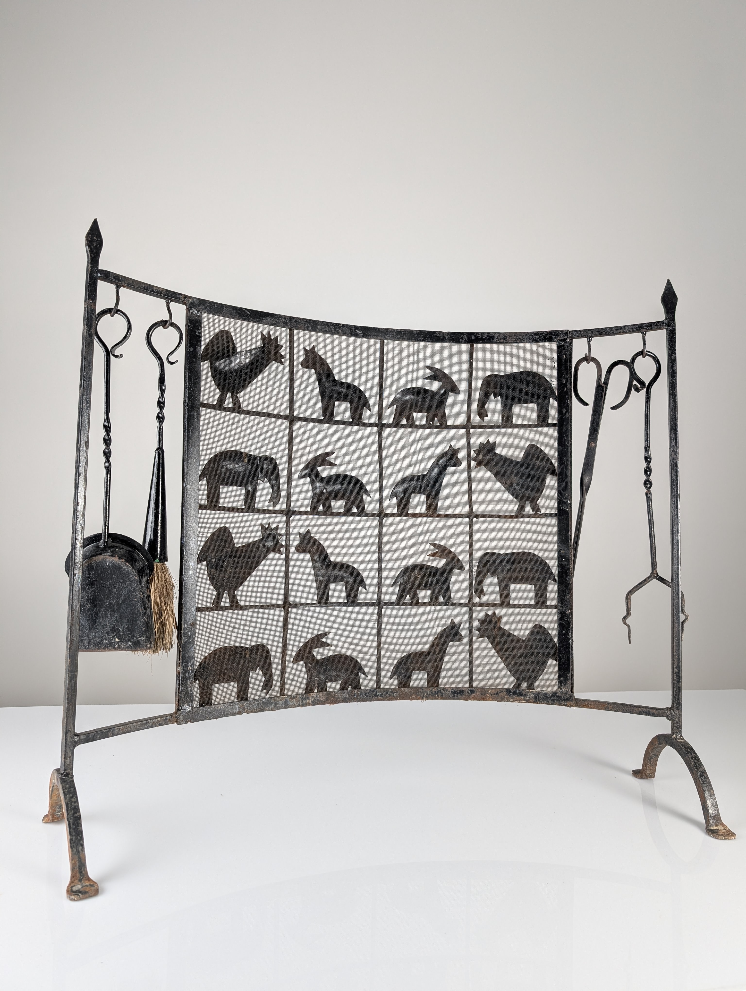 Protector de Chimenea Salvachispas de Hierro Forjado Atelier Marolles 1950s - Imagen 8