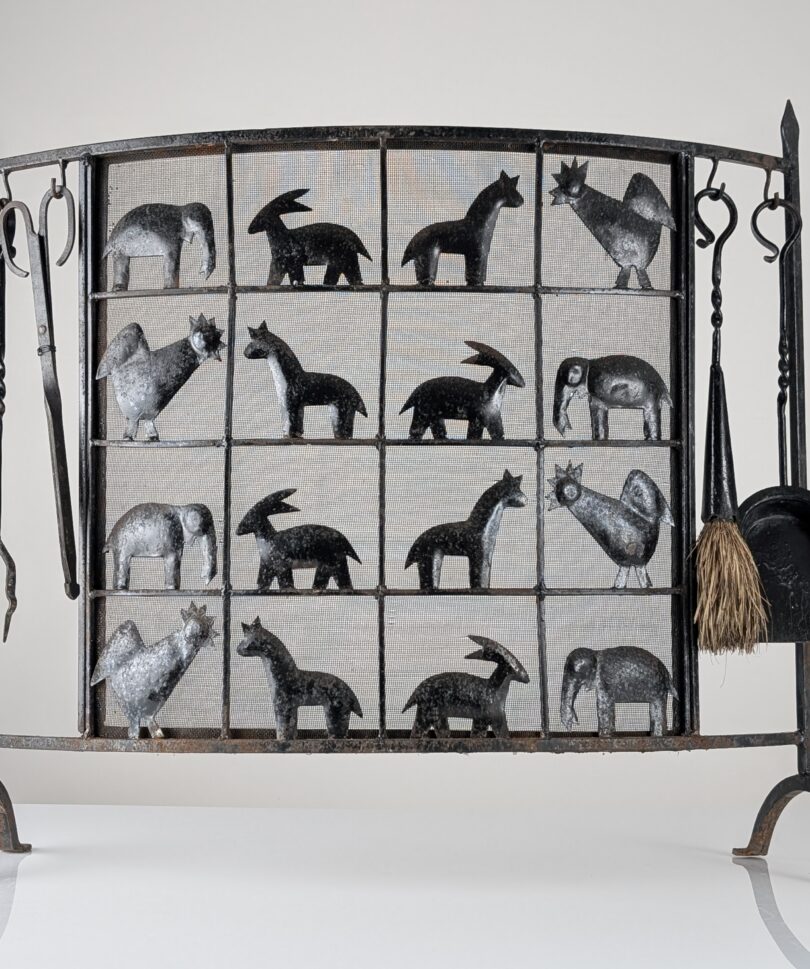 Protector de Chimenea Salvachispas de Hierro Forjado Atelier Marolles 1950s