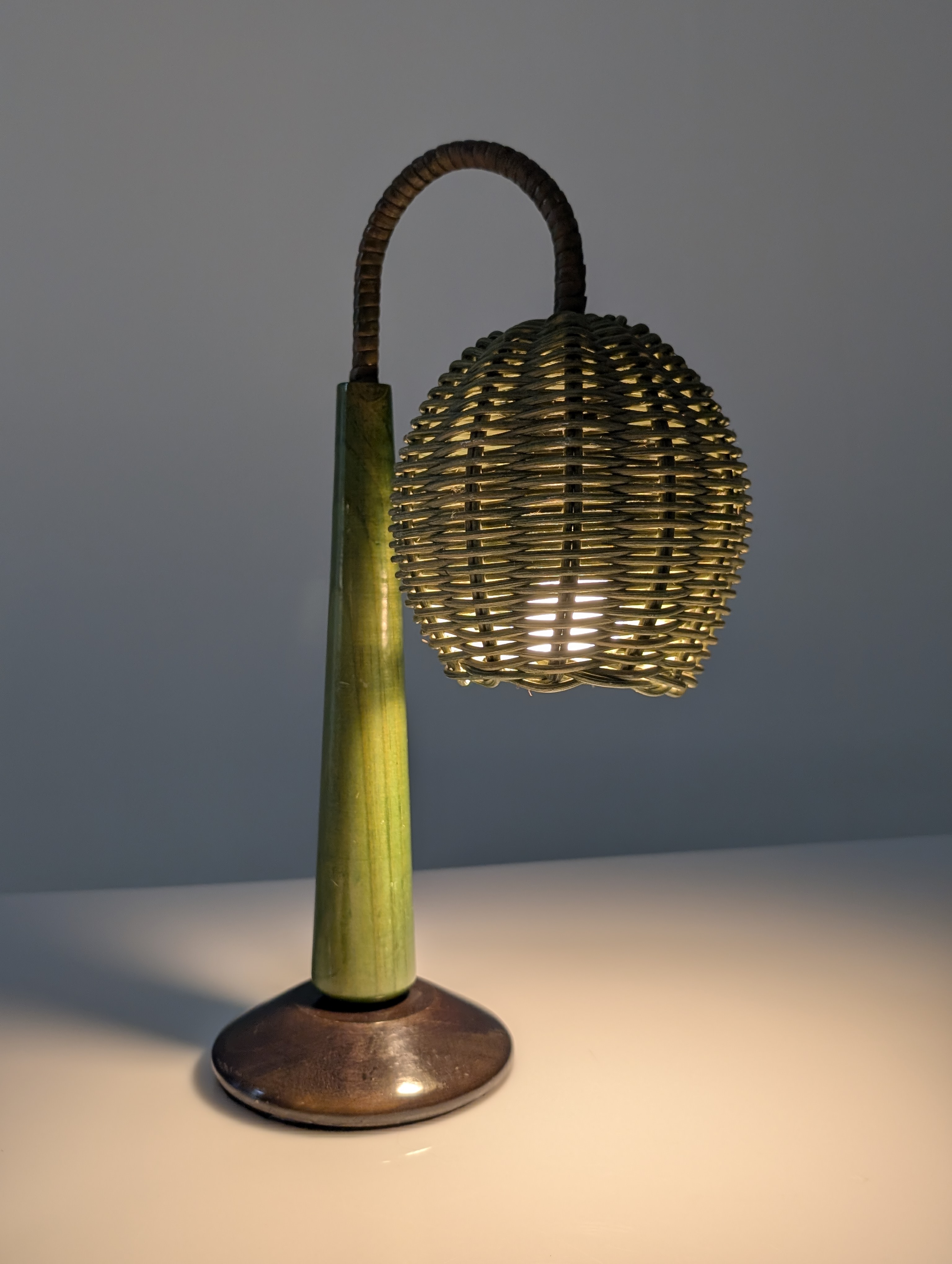 Organic Modern Estilo Mario Lopez Torres Lámparas Ratán Verde 1980s - Imagen 13