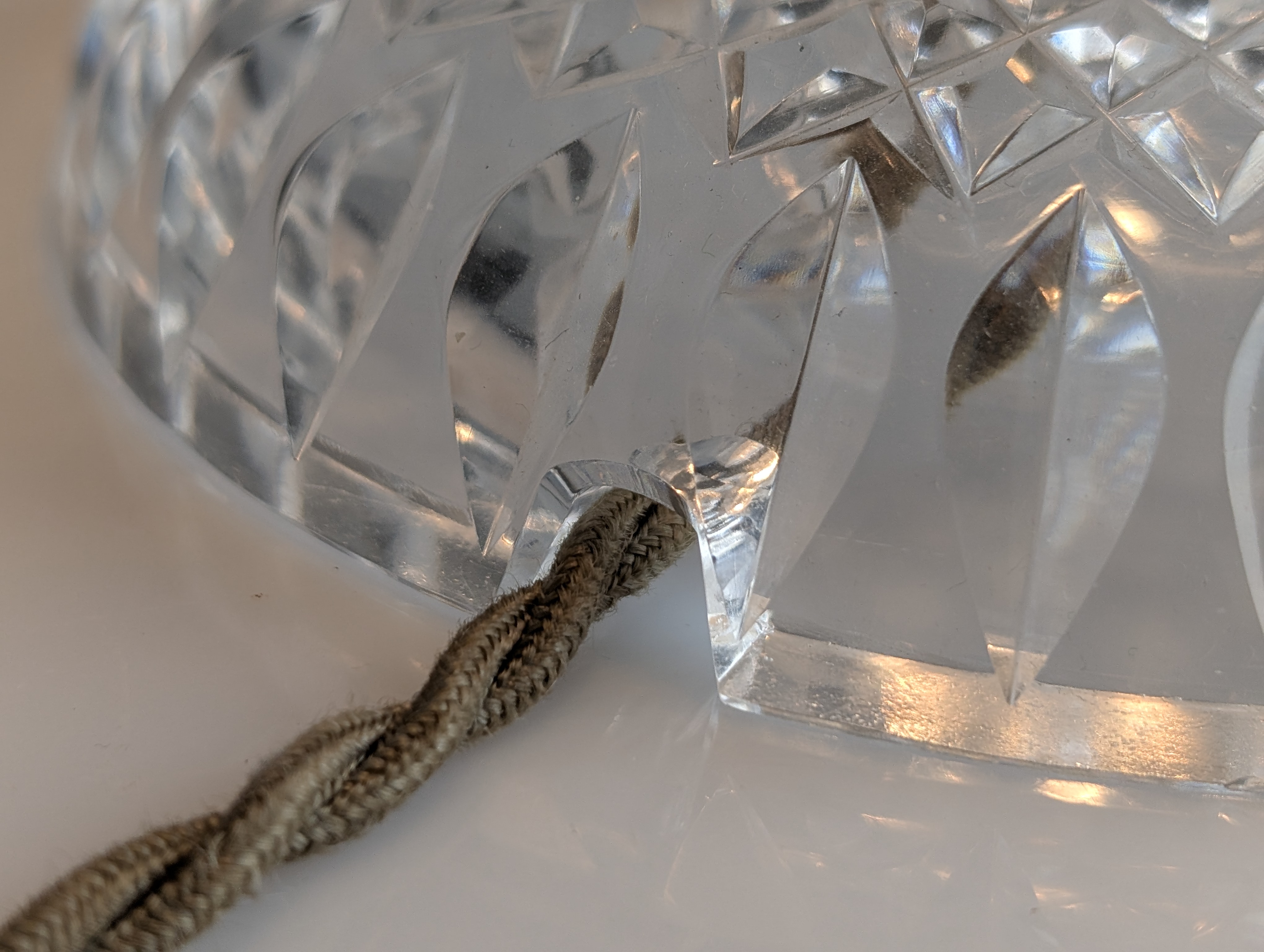 Lámpara de Mesa Art Déco Tipo Seta en Cristal Tallado Francia 1920s - Imagen 11