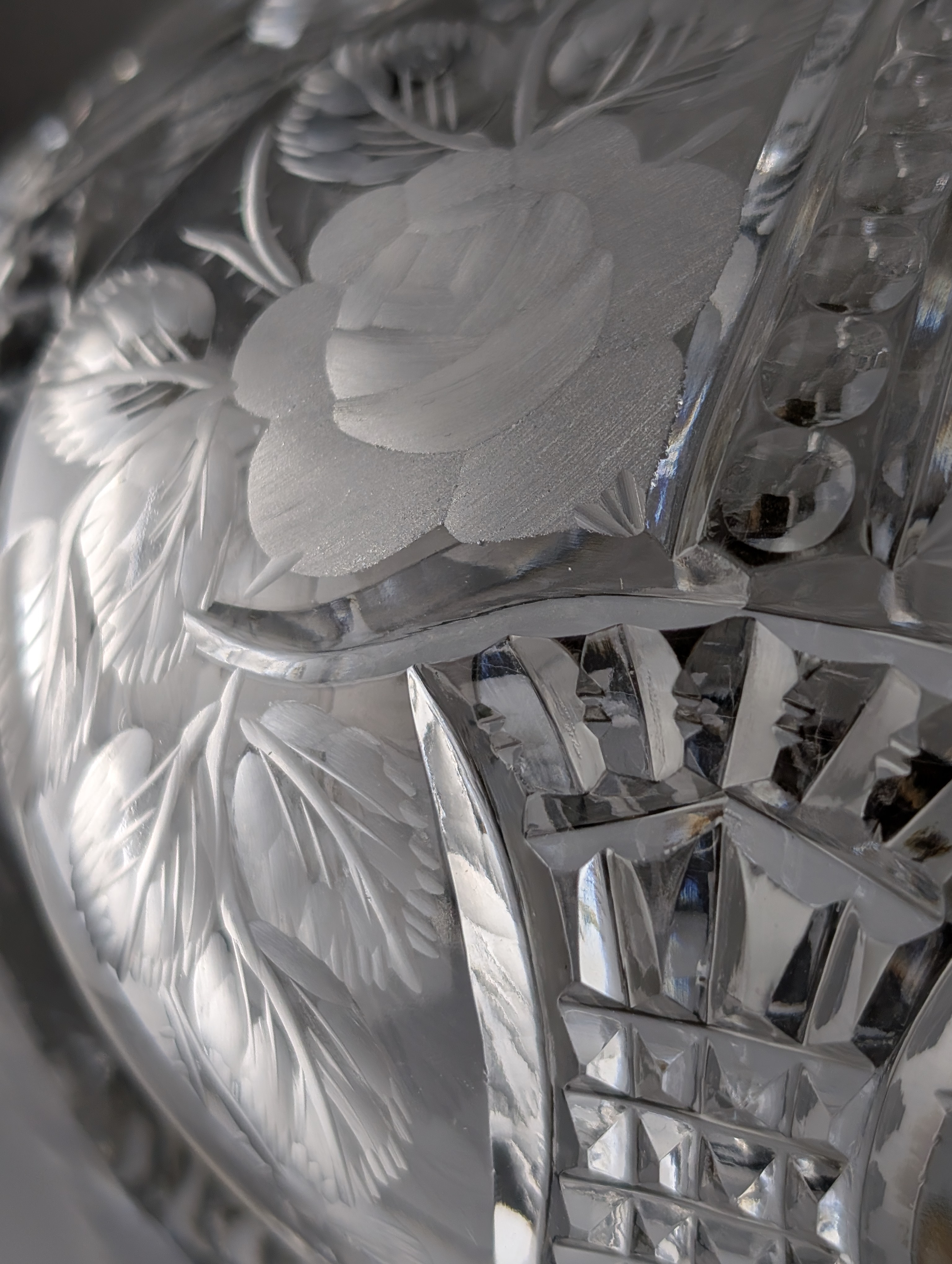 Lámpara de Mesa Art Déco Tipo Seta en Cristal Tallado Francia 1920s - Imagen 10