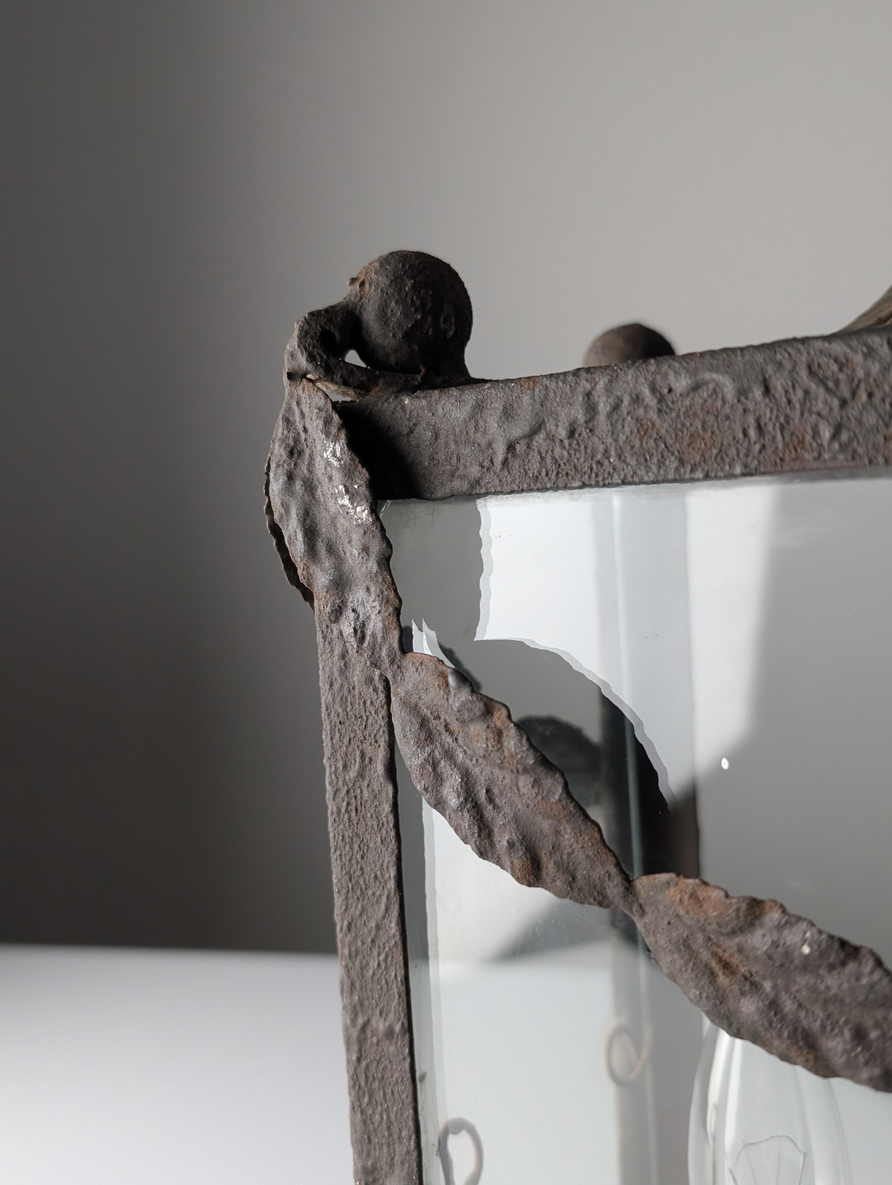 Farol de Hierro Forjado con Paneles de Cristal, Motivos de Hojas - Imagen 18