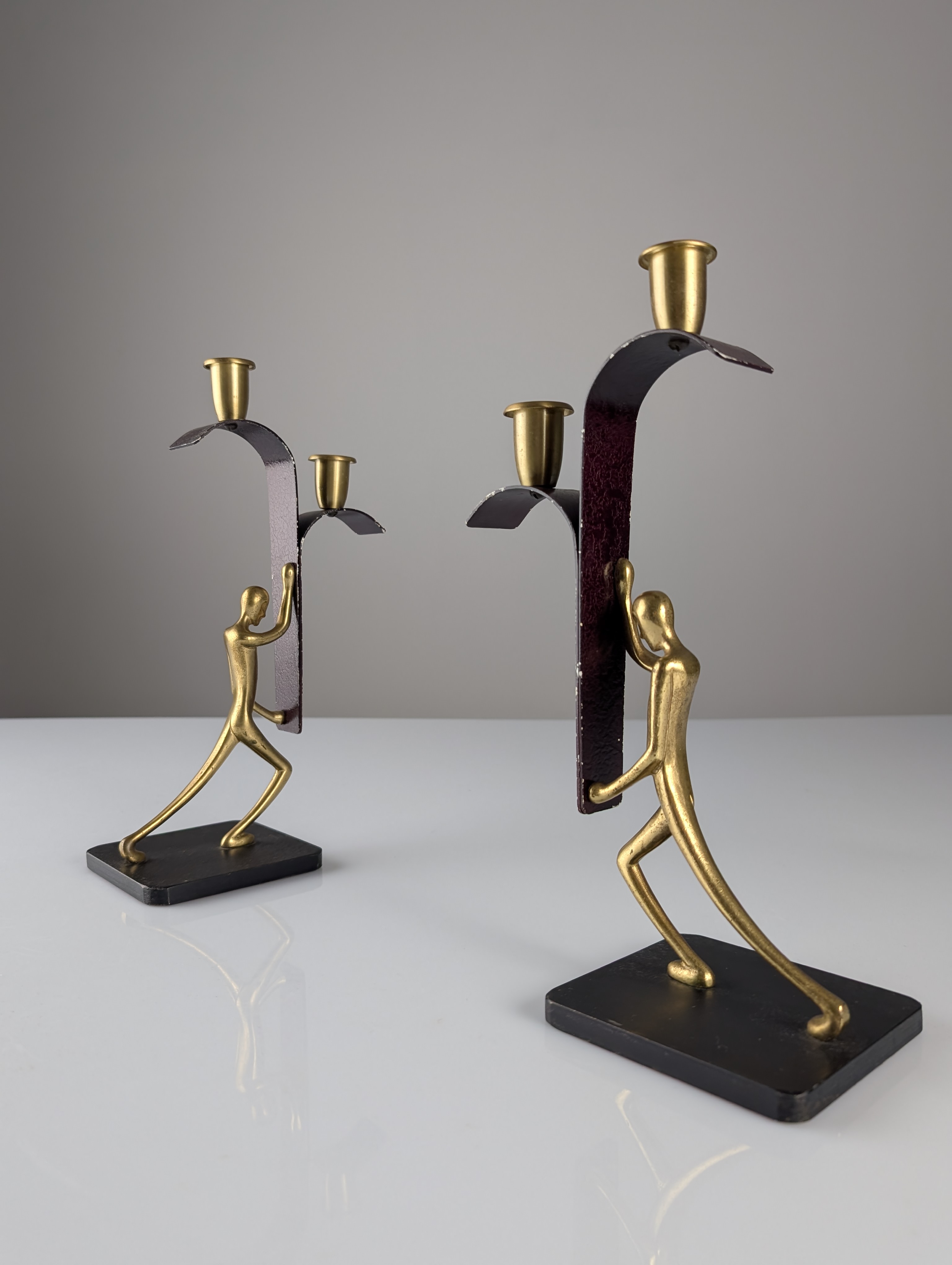 Par de Candelabros Art Deco de Bronce por Karl Hagenauer, 1930s - Imagen 9