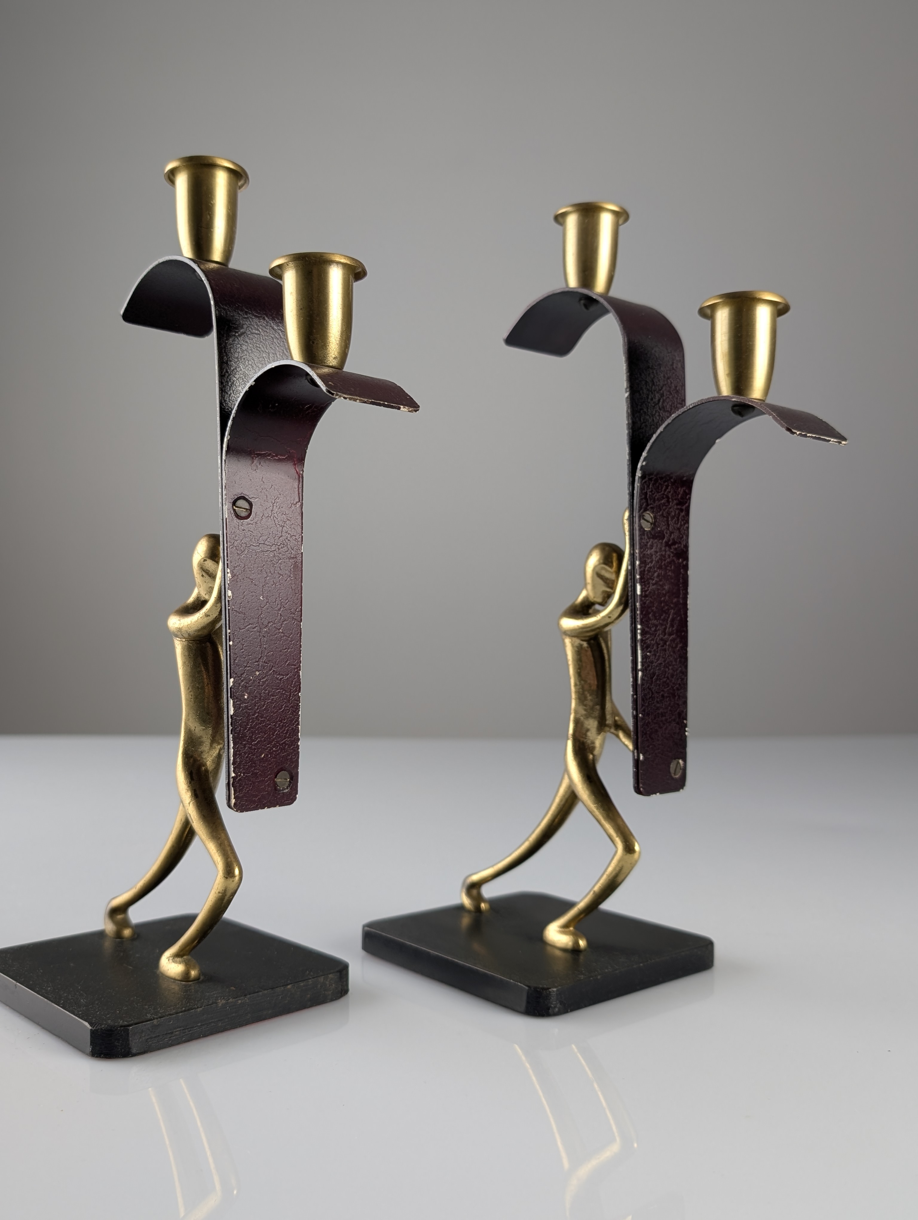 Par de Candelabros Art Deco de Bronce por Karl Hagenauer, 1930s - Imagen 10