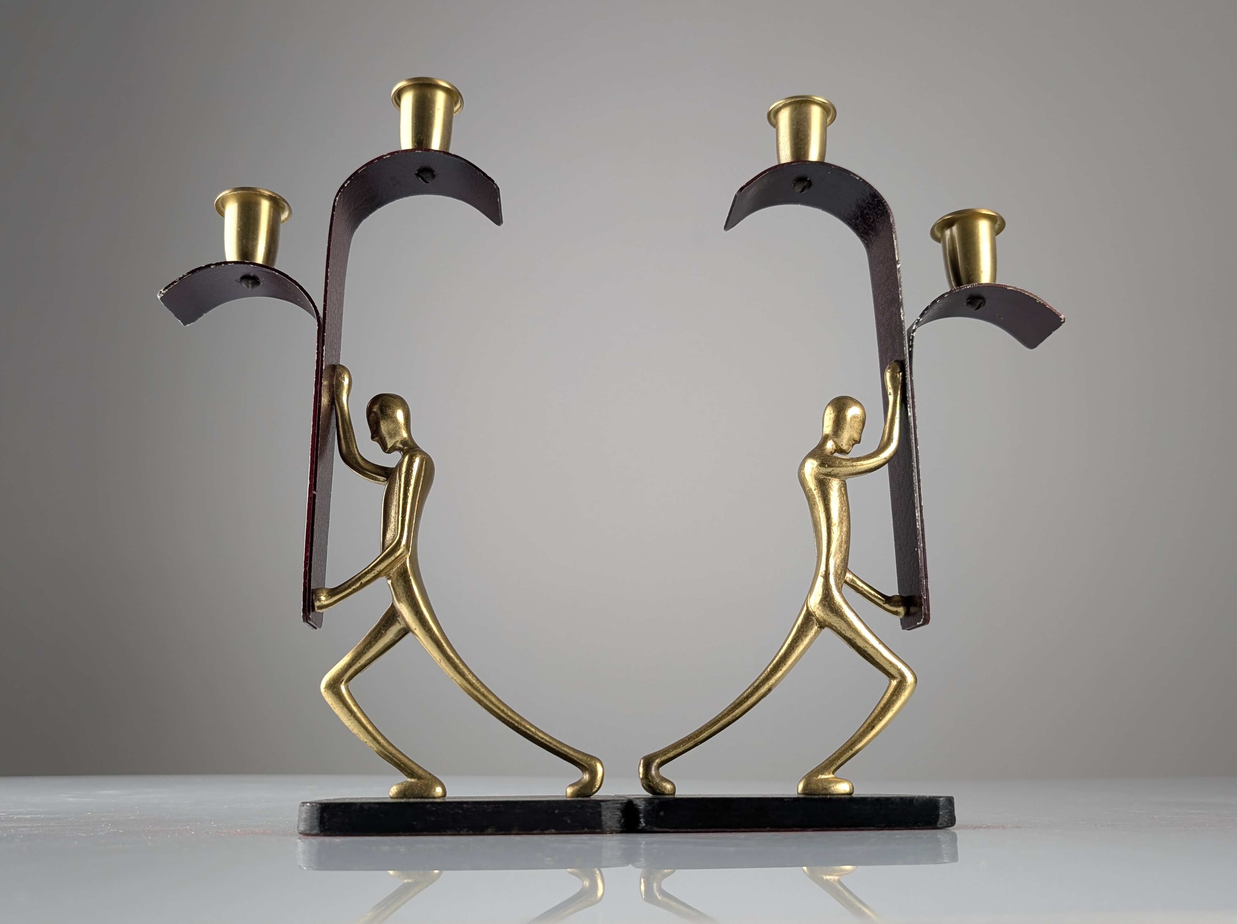 Par de Candelabros Art Deco de Bronce por Karl Hagenauer, 1930s - Imagen 2