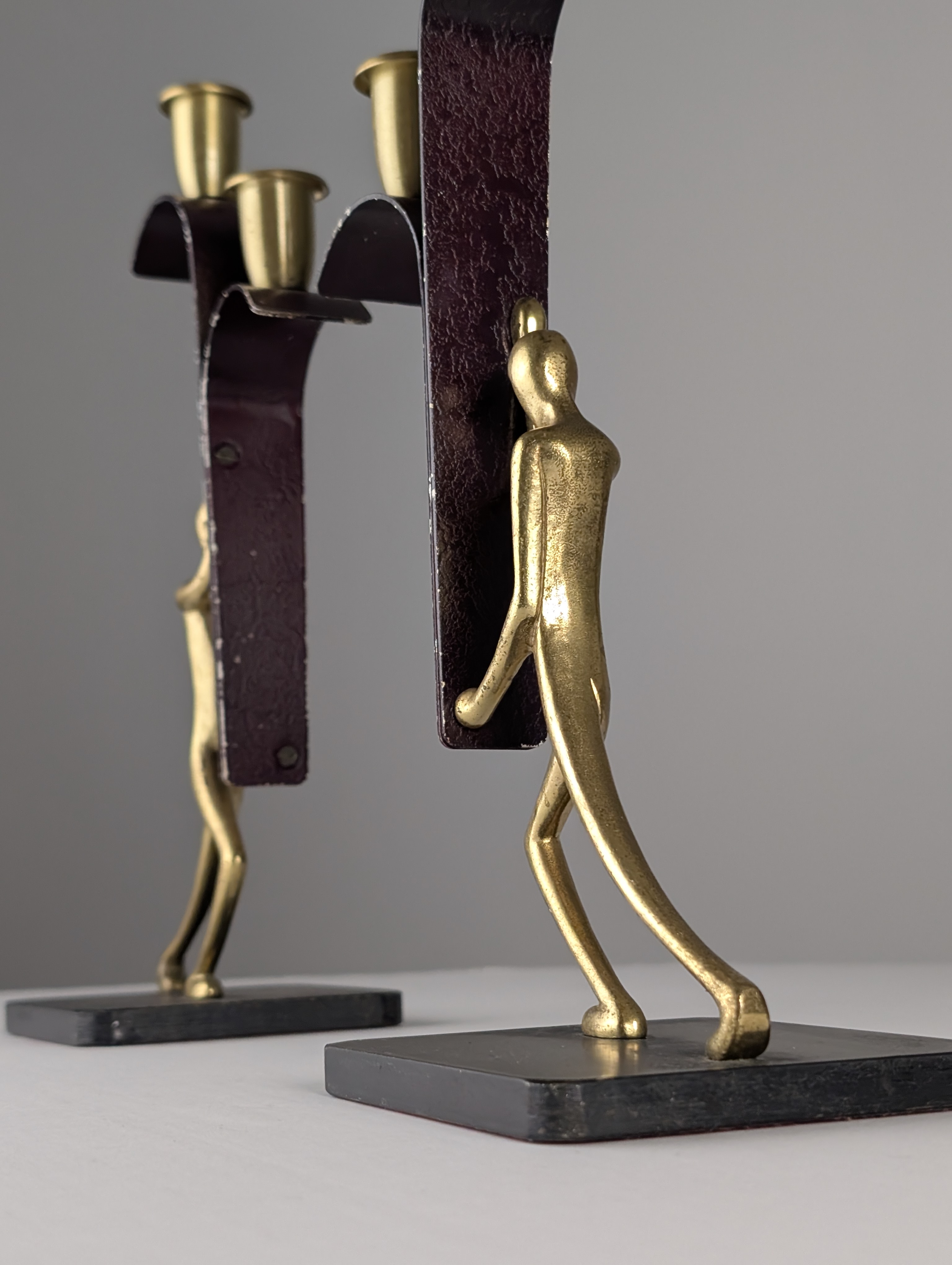 Par de Candelabros Art Deco de Bronce por Karl Hagenauer, 1930s - Imagen 5