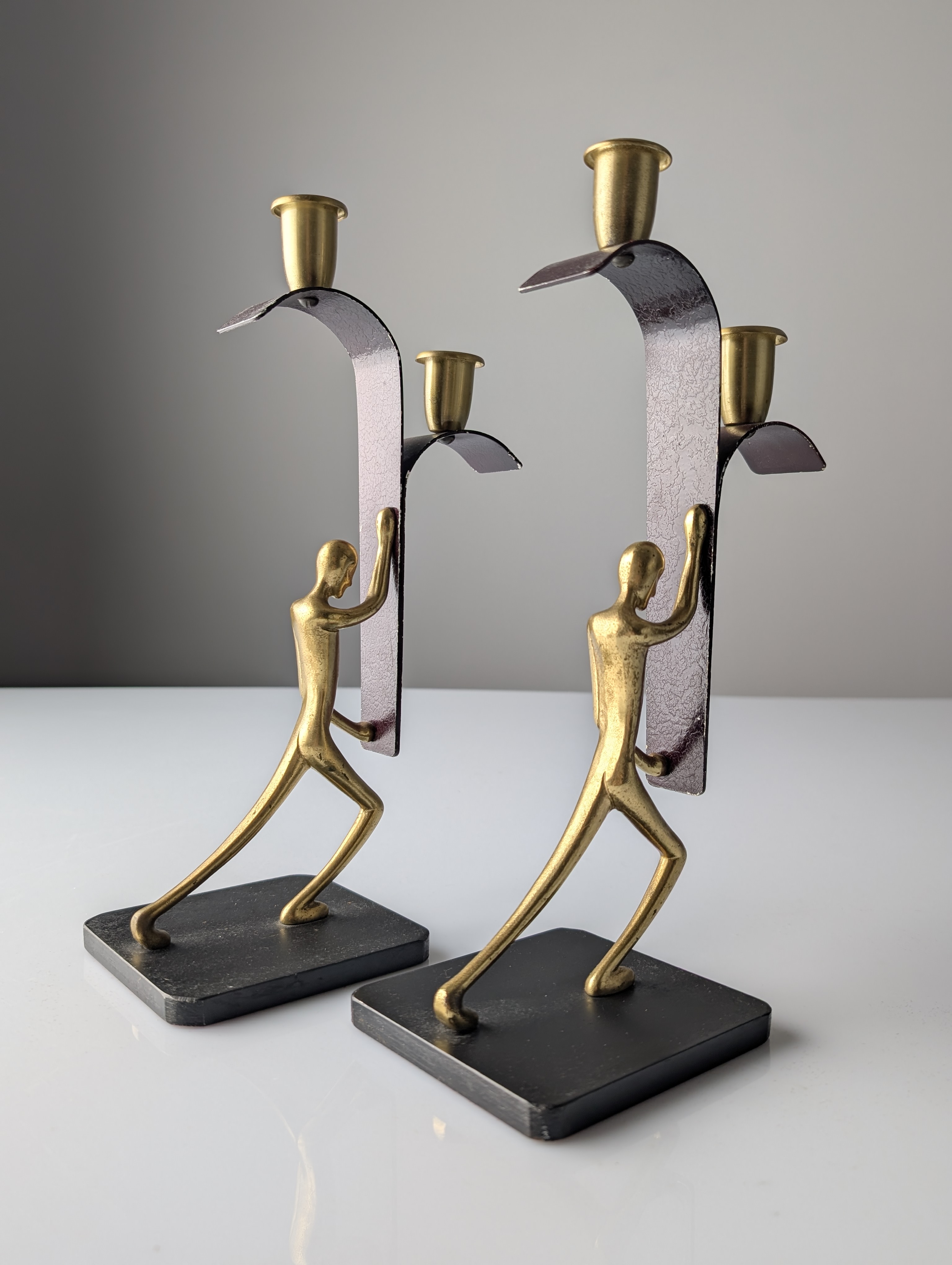 Par de Candelabros Art Deco de Bronce por Karl Hagenauer, 1930s - Imagen 8