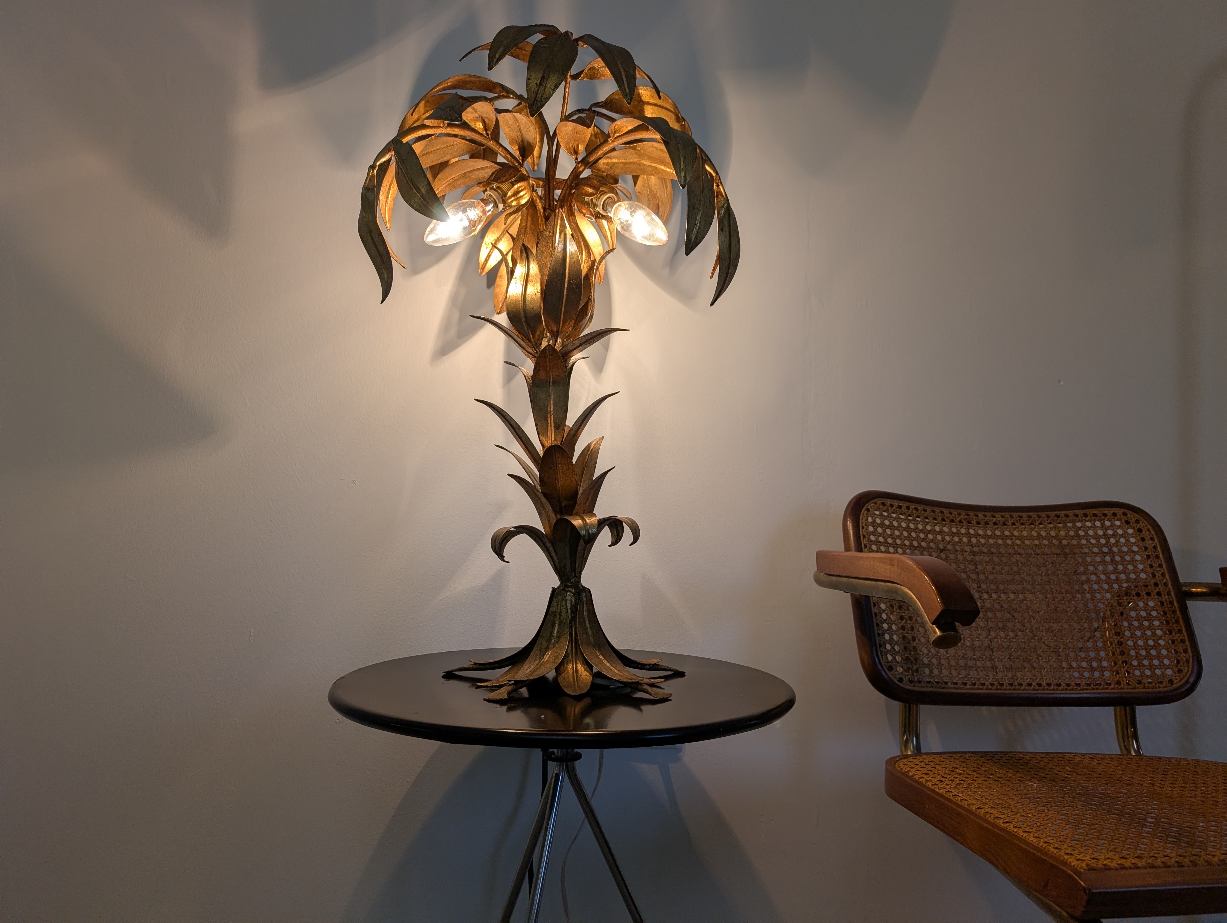 Lámpara de Mesa Palmera en Metal Dorado de Hans Kögl, 1970s - Imagen 4